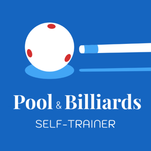 Pool & Billiards Self-Trainer app icon: a cue ball and cue on a blue background.